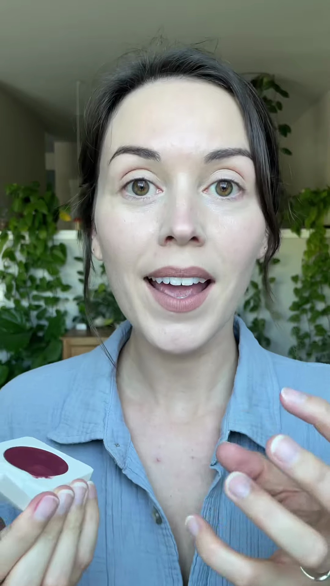 Close-up of Berry Spritz blush showing its neutral berry undertones