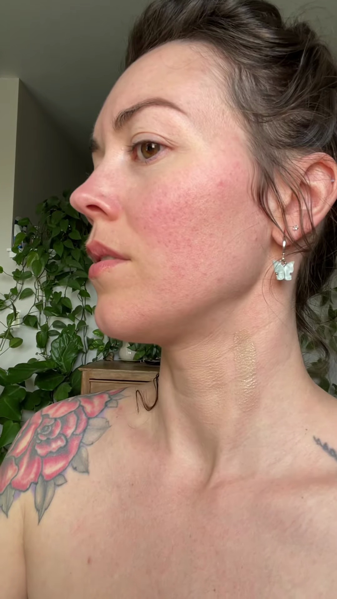 Missha BB cream drying on skin showing dusty rose taupe tone