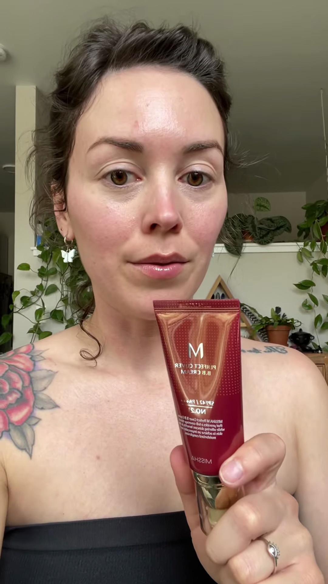 Comparison showing Missha BB cream color mismatch on olive skin