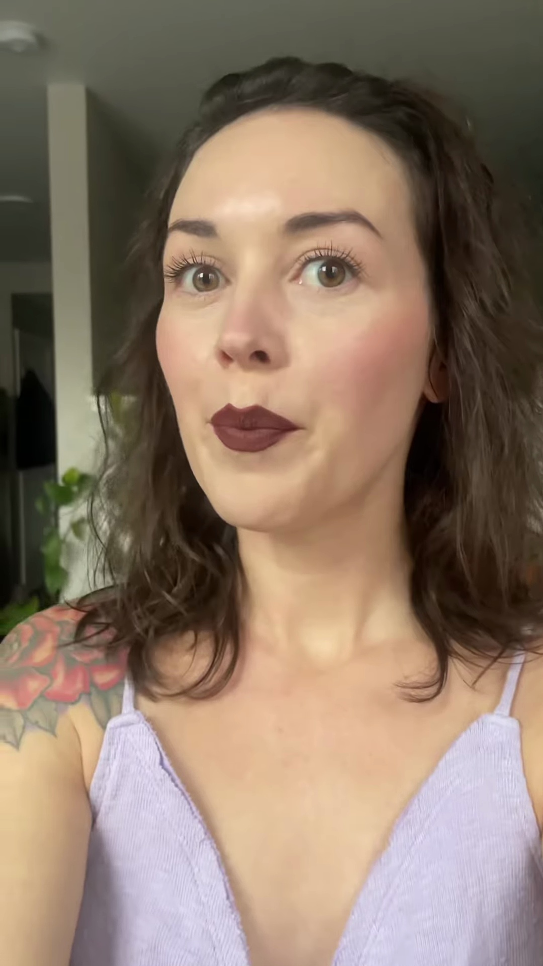 Close-up of matte velvet lipstick texture on lips