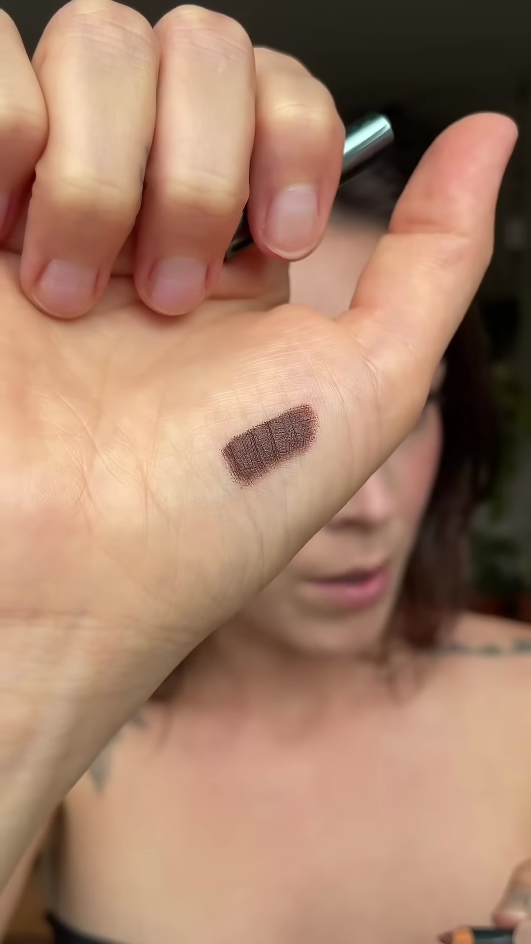 Creamy Soshe Beauty lip pencil application showing smooth, pigmented formula