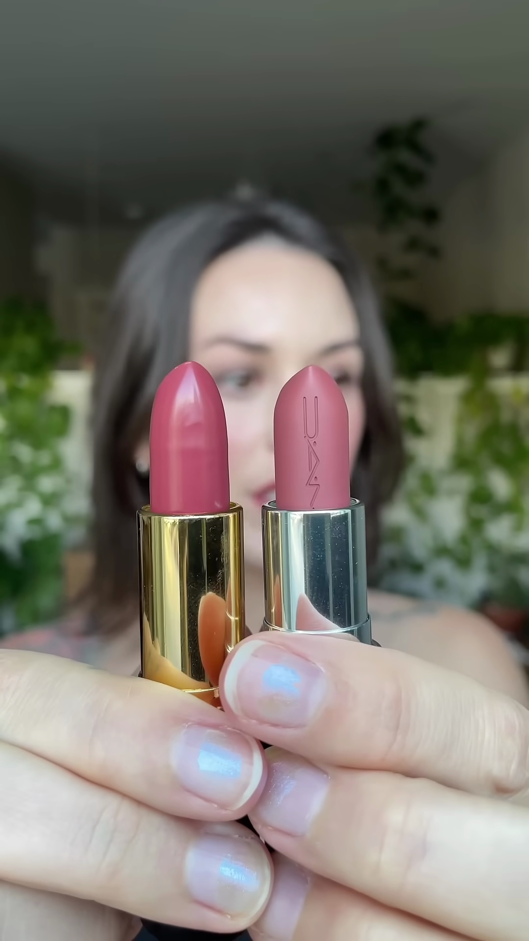 Arm swatch comparison between Revlon Rum Raisin and MAC Cream in Your Coffee