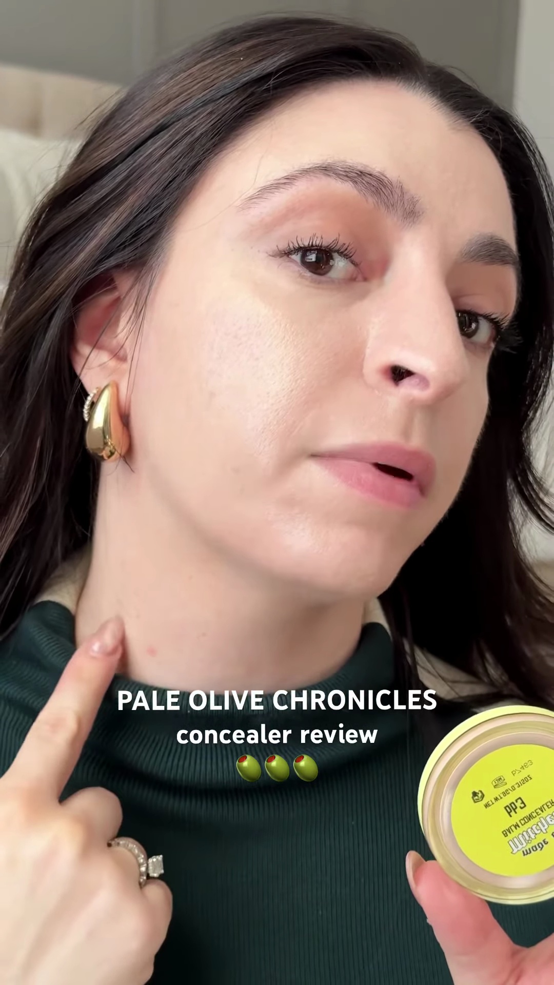 Made By Mitchell Balm Concealer in BB3 seamlessly matching fair olive skin from face to neck