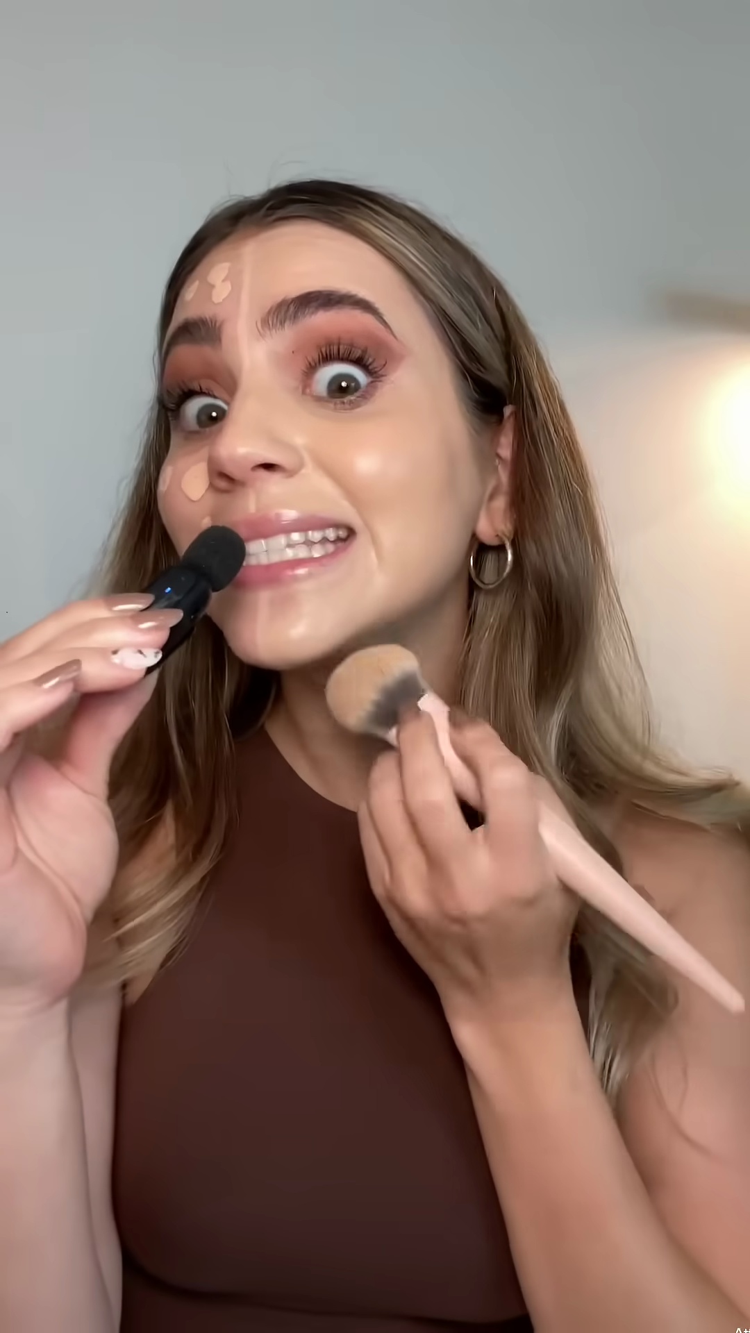 Haus Labs foundation finish on dry skin close-up view