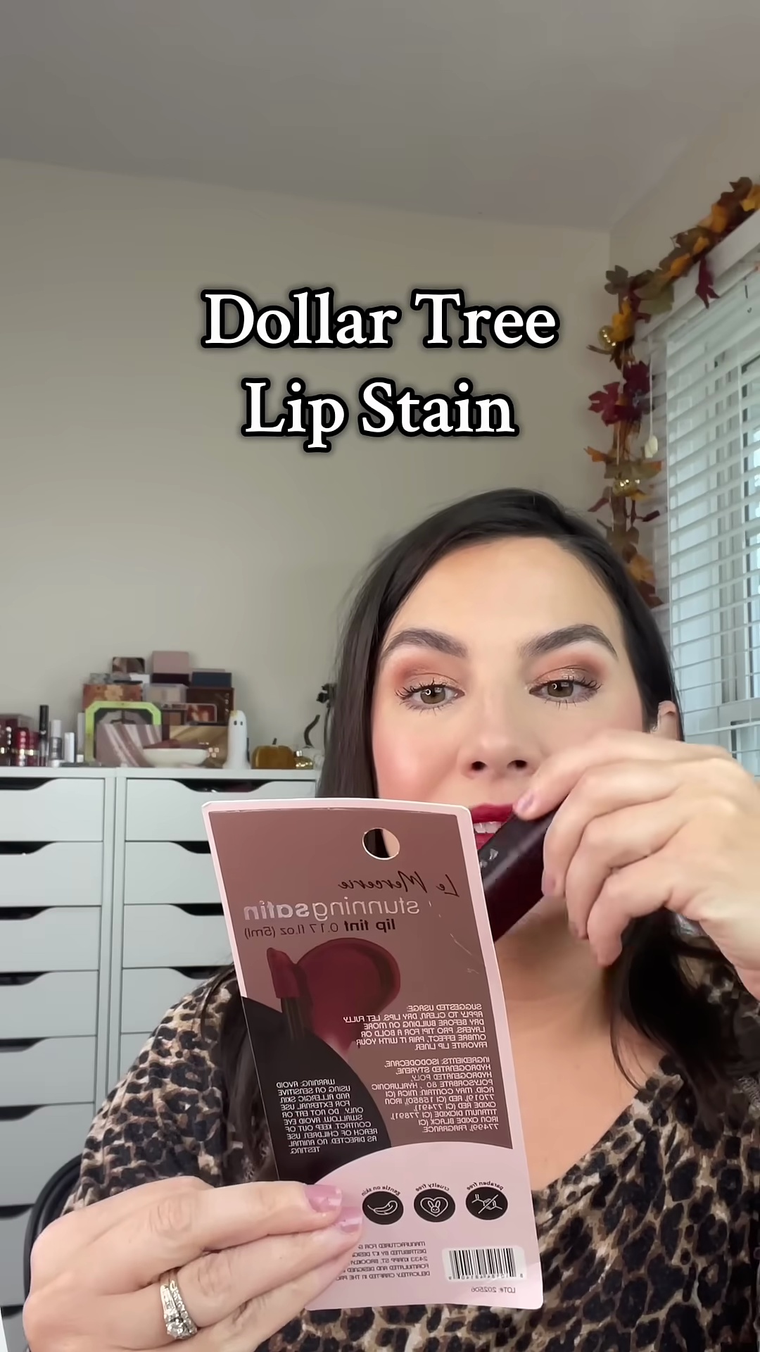 Close-up of La Mercery Stunning Satin Lip Tint tube from Dollar Tree