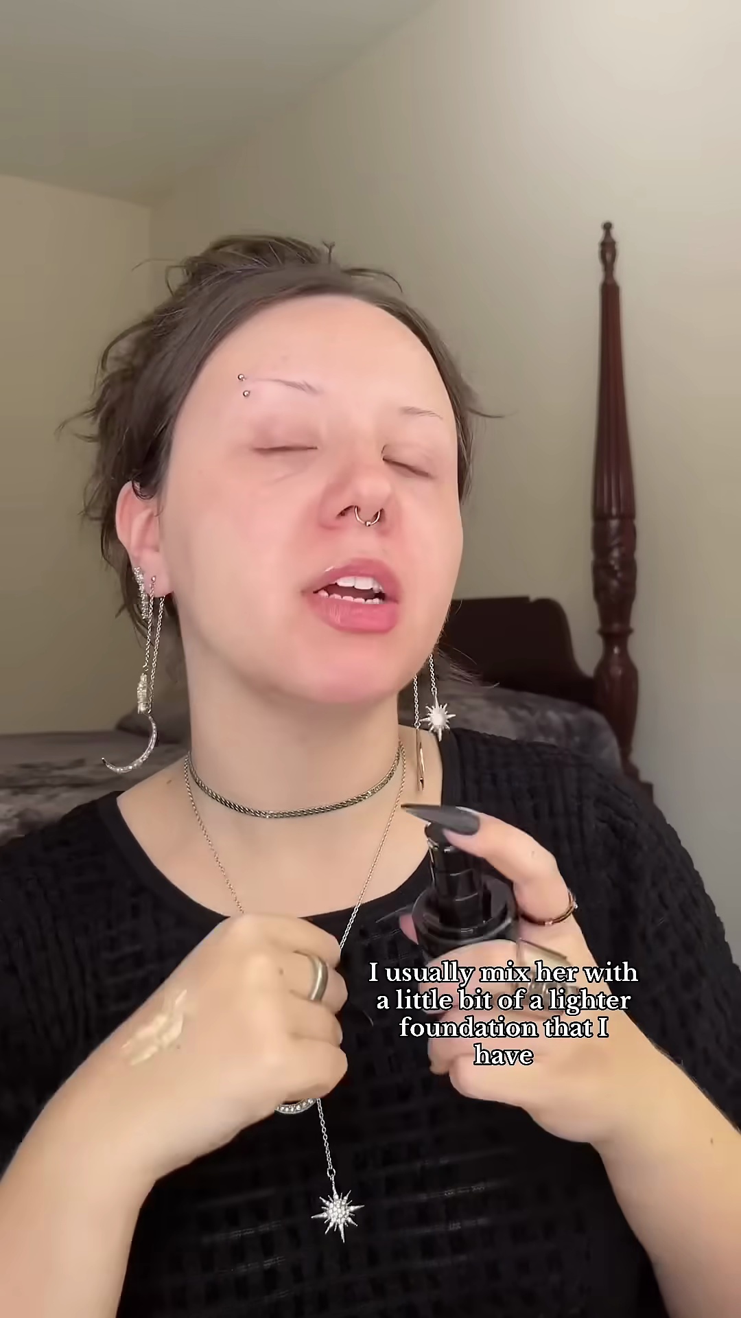 Two foundation swatches showing color adjustment with white mixer