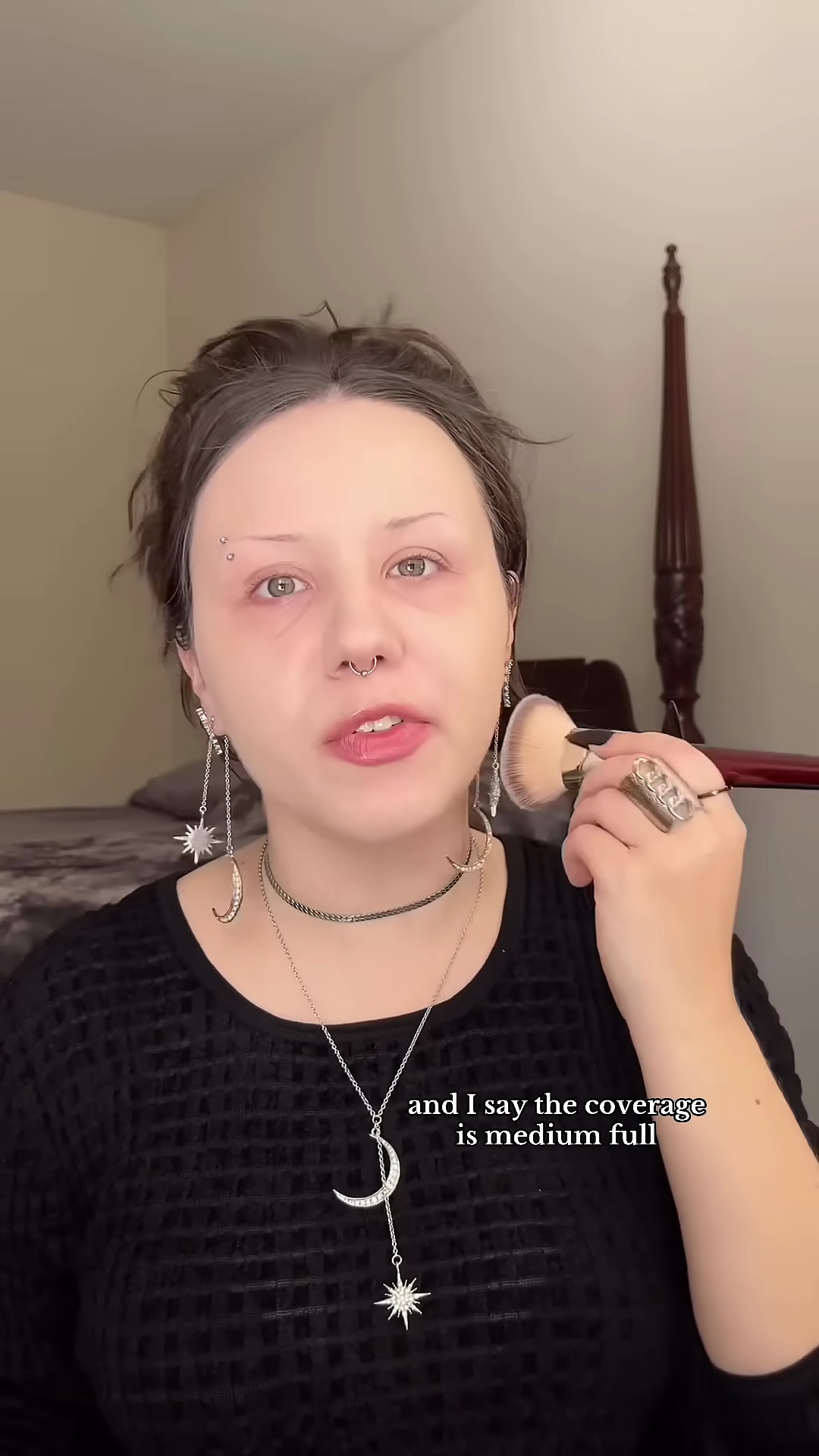 Full face makeup look with RMS Beauty foundation showing olive undertone match