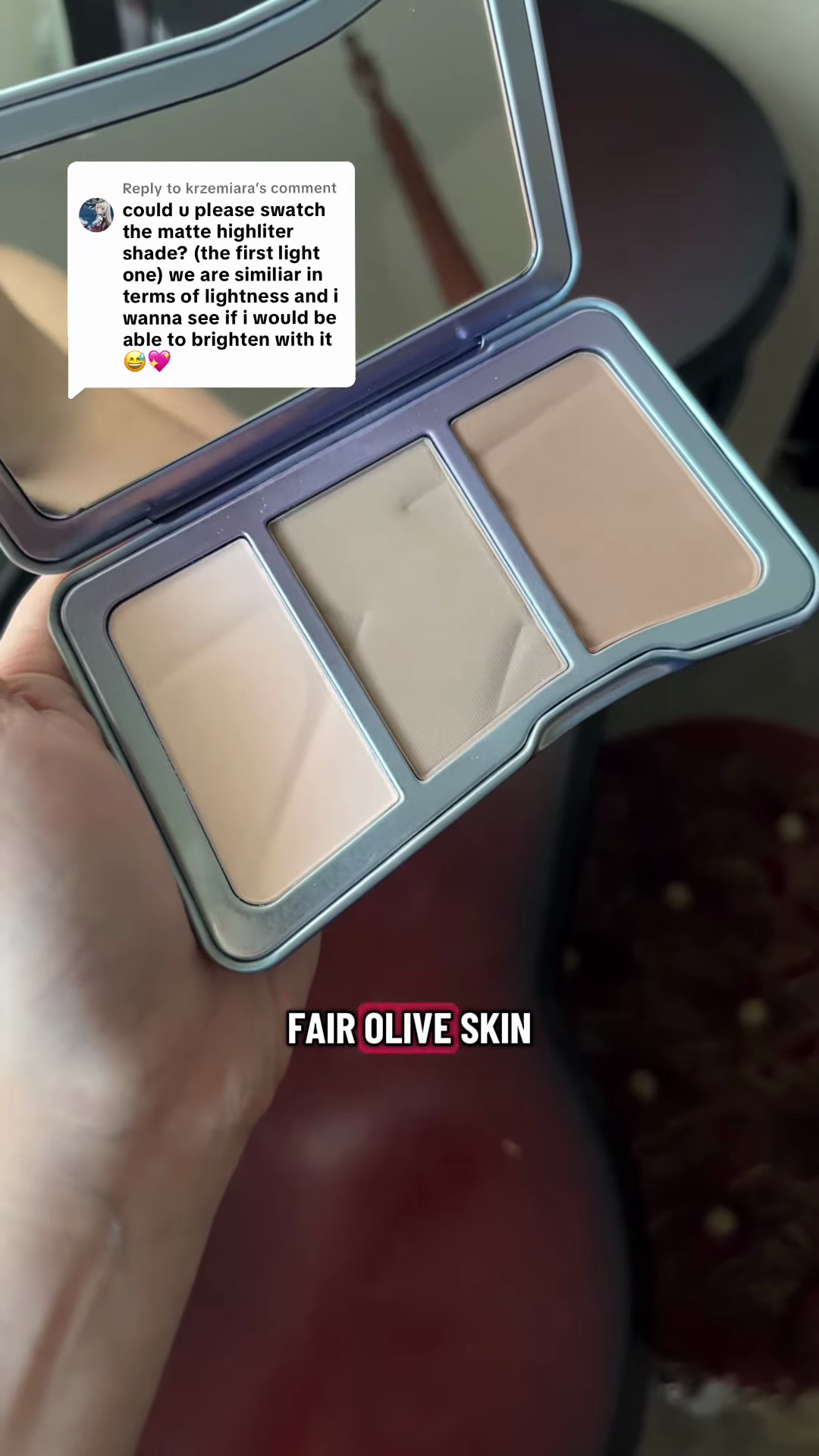 Kidos contour palette in fair shade shown on fair olive skin