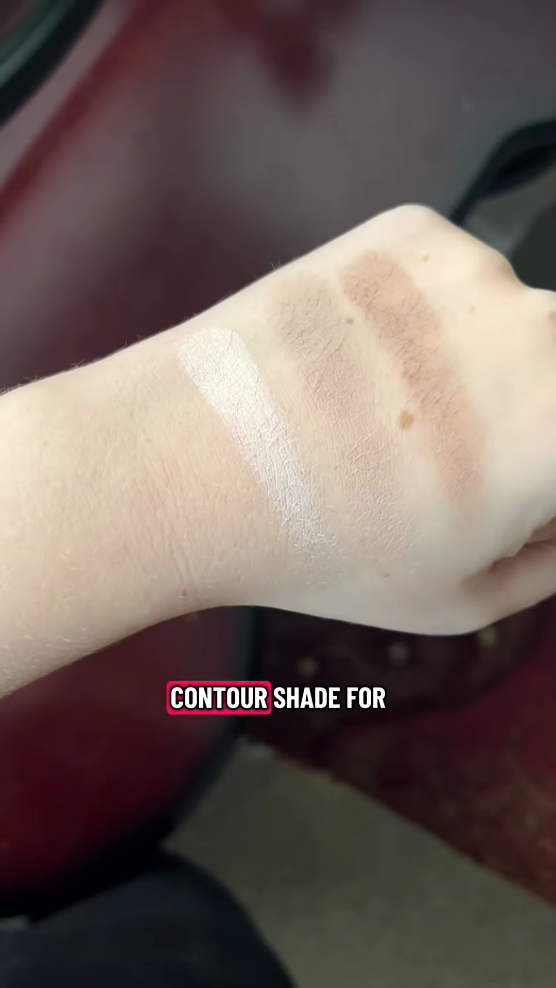 Middle contour shade swatched on fair olive skin showing perfect cool tone