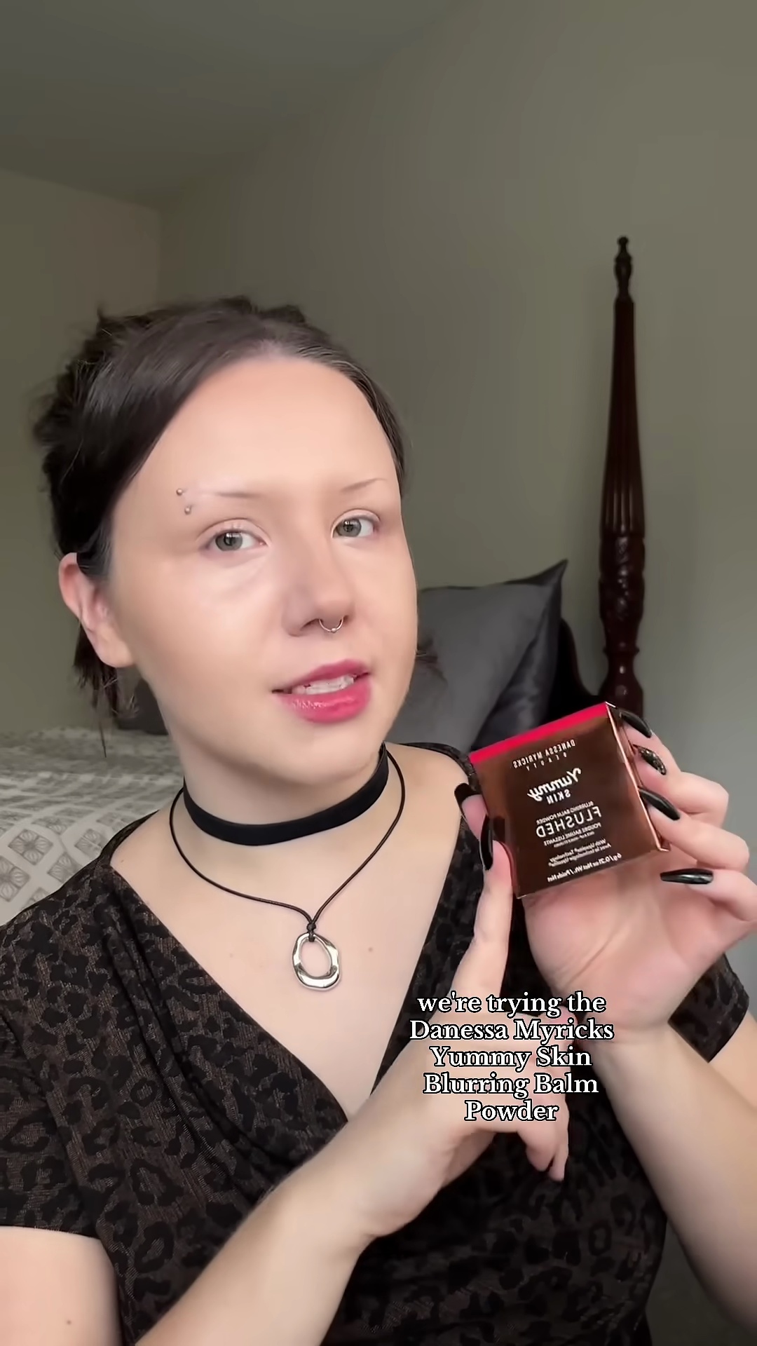 Close-up of Danessa Myrix Yummy Skin Blurring Balm Powder in Red Velvet blush compact